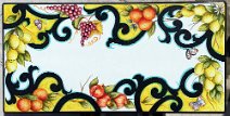 Art: TRFF-110B Tavolo in pietra lavica con fantasia di limoni, arance, uva, farfalle e volute intagliate a rilievo